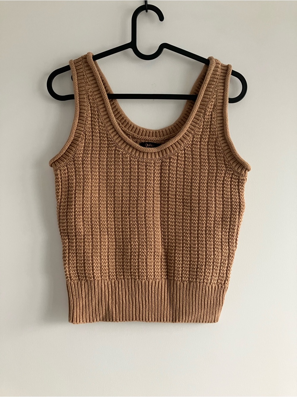 Quince Camel Knit Tank Top - Textured Ribbed Scoop